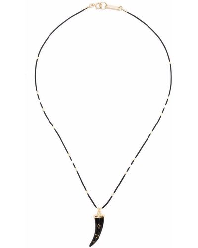 Isabel Marant Black Rope Necklace With Buffalo Horn Pendant