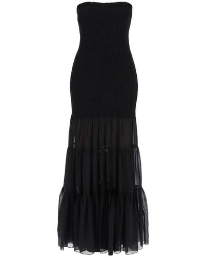 ROTATE BIRGER CHRISTENSEN Maxi Chiffon Dress With Semi-Transparent R - Black
