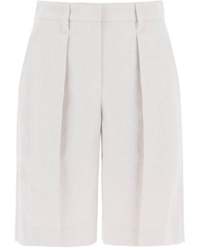 Brunello Cucinelli Cotton-linen Shorts - White