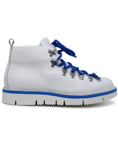 Fracap M120 White Leather Boots - Blue