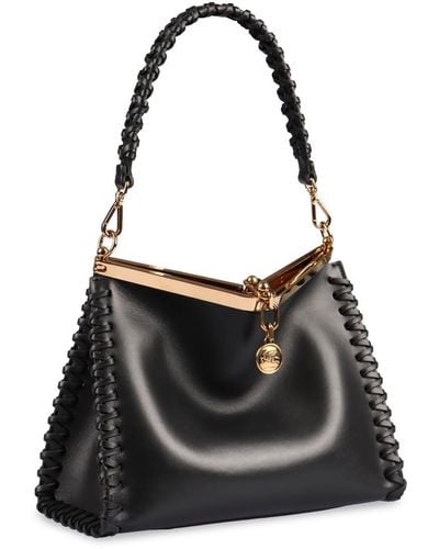 Etro Vela Medium Leather Shoulder Bag - Black