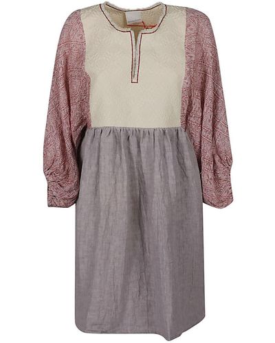 Ninaleuca Linen Short Dress - Purple