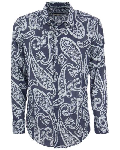 Etro Slim Fit Shirt With Paisley Pattern - Blue