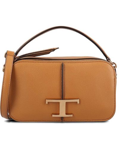 Tod's Logo-engraved Zipped Crossbody Bag - Brown