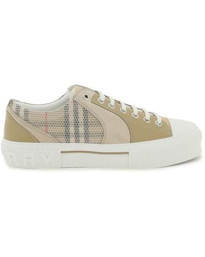 Burberry Vintage Check &Amp; Leather Sneakers - Natural