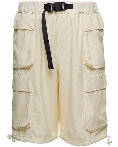Bonsai Beige Cargo Shorts With Buckle Fastening In Stretch Wool Man - Natural
