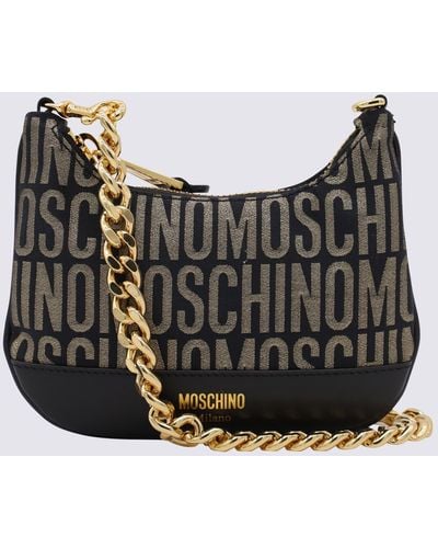 Moschino Black And Gold Allover Medium Crossbody Bag