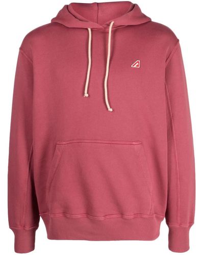 Autry Logo-patch Cotton Hoodie - Pink