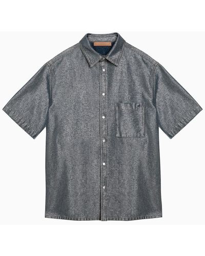 DARKPARK Denim Short-Sleeved Shirt - Gray