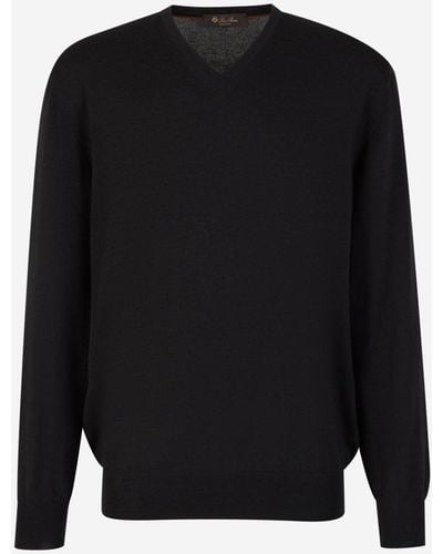 Loro Piana Cashmere V-neck Sweater - Black