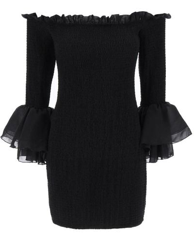ROTATE BIRGER CHRISTENSEN Smocked Mini Dress - Black