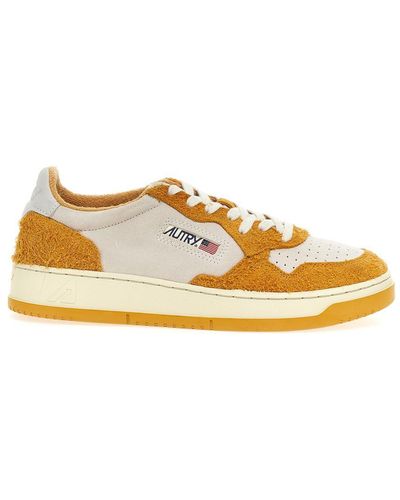 Autry 'Medalist' Two-Tone Suede Sneakers - Metallic