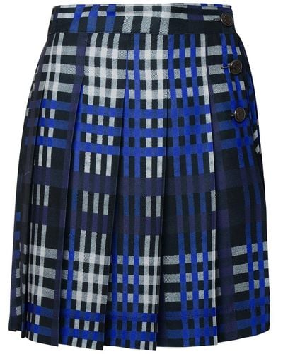 MSGM Two-Tone Polyester Skirt - Blue