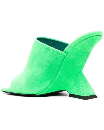 The Attico Cheope Suede Mules - Green