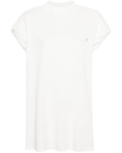 The Attico Shoulder-padded Waflle-effect T-shirt - White