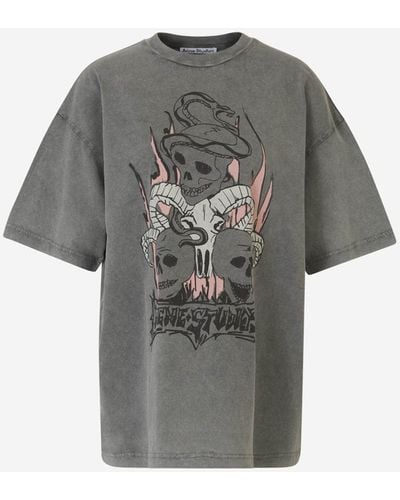 Acne Studios Printed Cotton T-shirt - Gray