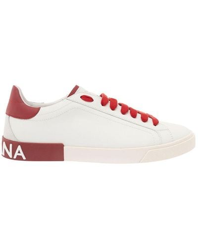 Dolce & Gabbana 'Portofino' And Low Top Sneakers With Logo Patch - Pink