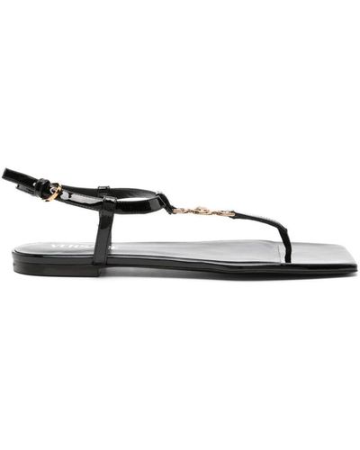 Versace La Medusa Patent Leather Sandals - Black