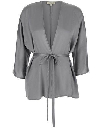 Antonelli Grey 'bella Donna' Kimono With Waistband Closure In Technical Fabric Woman