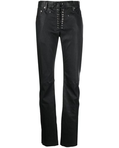 Ludovic de Saint Sernin Stretch Leather Lace Up Jeans - Black