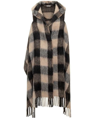 Woolrich Hooded Scarf With Checked Pattern - Black