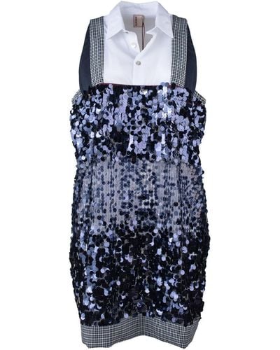 Antonio Marras Blue Sequin Patchwork Dress