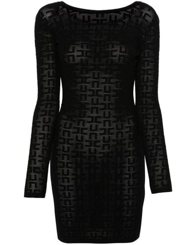 Elisabetta Franchi Mini Dress With Chain And Letter Back Detail - Black