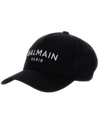 Balmain Baseball Cap With Logo Embroidery - Black