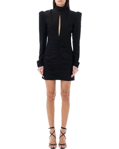 Alessandra Rich High Neck Draped Mini Dress - Black