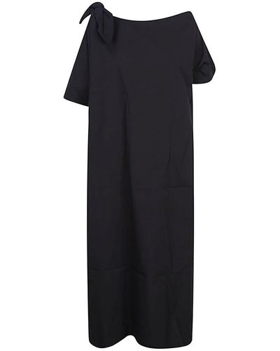 Liviana Conti One-Shoulder Cotton Blend Long Dress - Black