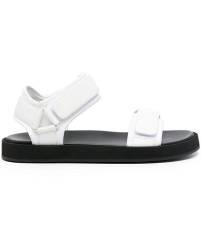 The Row Hook And Loop Leather Sandals - White