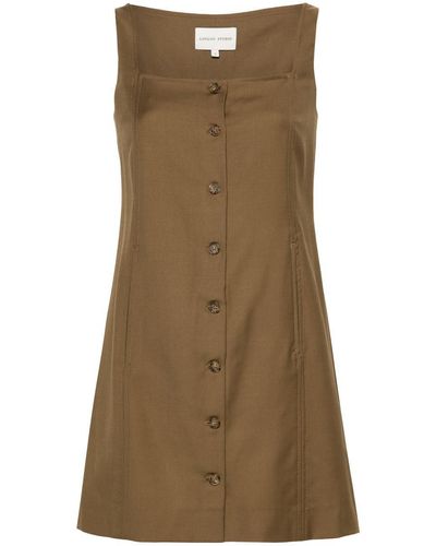 Loulou Studio Short Buttoned Dress - Brown