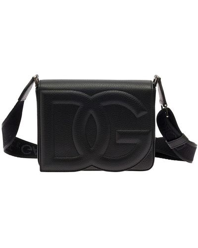 Dolce & Gabbana 'Medium Dg Logo' Crossbody Bag With Quilted Logo - Black