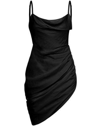 Jacquemus La Robe Saudade Asymmetrical Mini Dress - Black