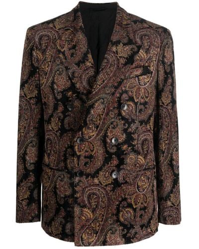 Etro Cotton Double-breasted Jacket - Brown
