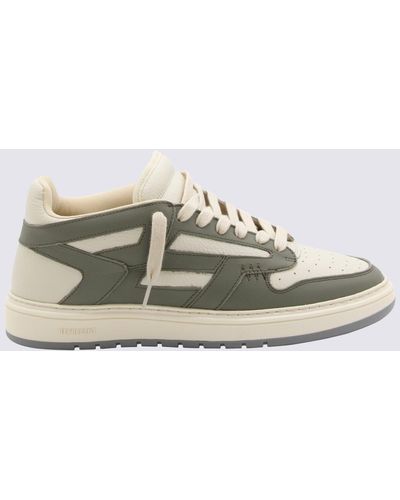 Represent White And Grey Leather Reptor Low Vintage Trainers
