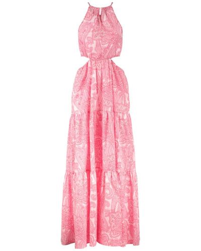 Saint Barth Paisley Print Kaby Cut-Out Dress - Pink