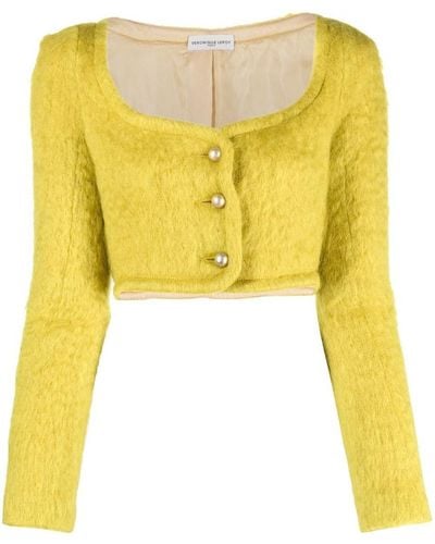 Veronique Leroy Cropped Mohair-wool Cardigan - Yellow