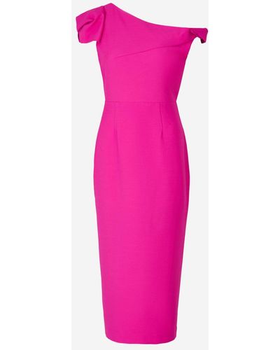 Roland Mouret Asymmetric Wool Dress - Pink