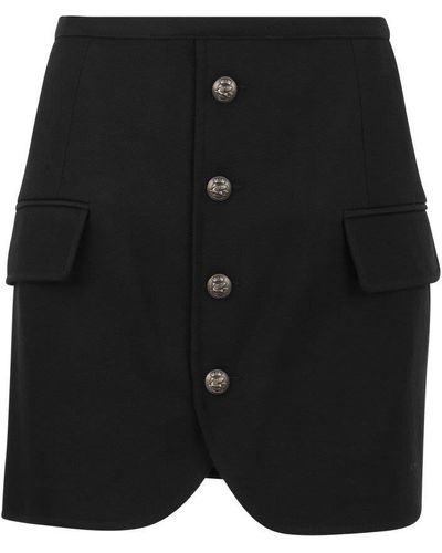 Etro Wool Skirt With Pegasus Buttons - Black