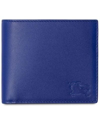 Burberry Leather Ekd Bifold Wallet - Blue