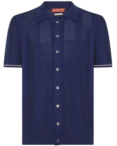 Daniele Fiesoli Short-Sleeved Button-Up Polo Shirt - Blue