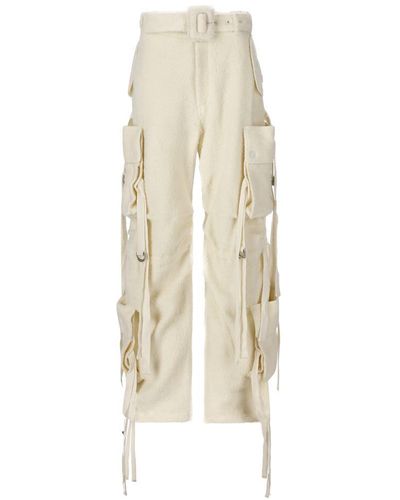 Alanui Teddy Low-rise Fleece Cargo Trousers - White