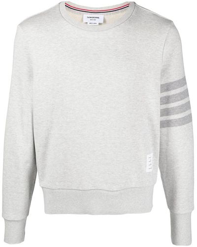Thom Browne 4-bar Stripes Cotton Sweatshirt - Men's - Cotton - White
