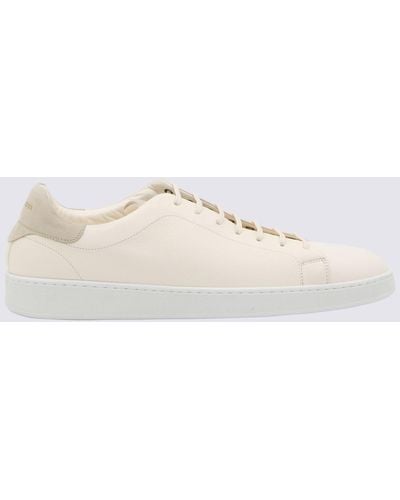 Kiton White Leather Trainers - Natural