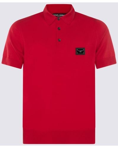 Dolce & Gabbana Red Cotton Essentials Polo Shirt