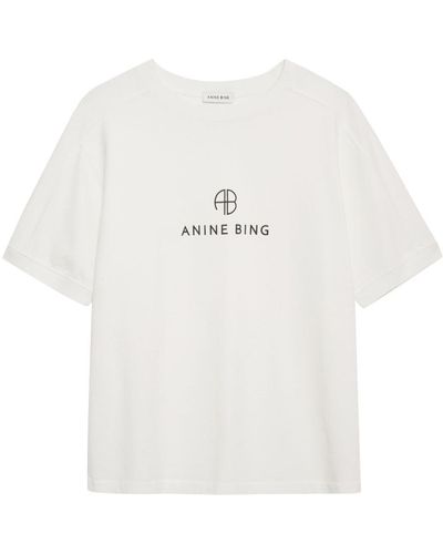 Anine Bing Jaylin T-shirt Monogram - Ivory Clothing - White