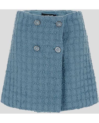 Versace Bouclè Tweed Wrap Mini Skirt - Blue