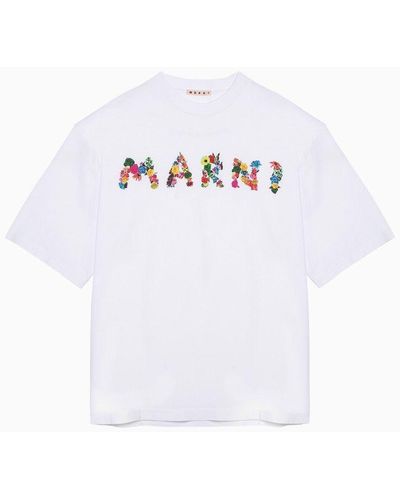 Marni T Shirt With Logo Bouquet - White