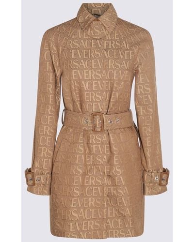 Versace Light Brown Cotton Blend Trench Coat